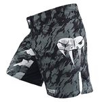 SOTF Men's MMA Boxing Fight Stretch Sports Shorts with Pocket, Large, Gray