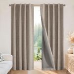 Joydeco Blackout Curtains 2 Panels - Natural Linen Curtains 84 Inch Long, Thermal Insulated Linen Light Blocking Drapes, Rod Pocket & Back Tabs, Darkening Privacy for Living Room Bedroom