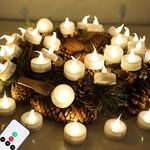 Topstone LED Tea Light,Flameless Flickering Tealight with Remote Control,Long Lasting Battery Operated LED Tealights Candle with Timer,for Seasonal &Festival Celebration,Pack of 12(White)