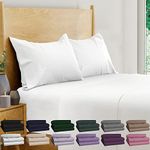 BAMPURE 100% Organic Certified Bamboo Sheets King - 4 Piece Set - Superior Soft & Cooling Sheets - Up to 16 Deep Pocket - Luxury Series - 1 Flat Sheet, 1 Fitted Sheet, 2 Pillowcases (King White)