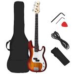 OLAKIDS Electric Bass Guitar Beginner Kit Full Size 4 String Exquisite Paulownia Burning Bass with Strap, Gig Bag,Amp Cord and Accessories (Red)