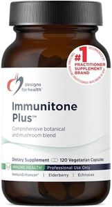 Designs for Health Herbal Immune Support with Mushrooms, Echinacea, Green Tea, Astragalus + Elderberry - Immunitone Plus Pills - Non-GMO Supplement (120 Capsules)