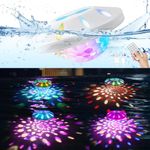 BOXPSII Floating Pool Lights, Rechargeable Pool Lights with 6 Dynamic Lighting Effects, RGB Upper and Lower Color Changing Pool Lights, IP68 Waterproof Pool Lights for Pools, Hot Tubs, Fountains-1pcs