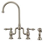 Whitehaus Collection WHTTSLV3-9773-NT-PN Twisthaus + Kitchen Bridge Faucet, Large, Polished Nickel