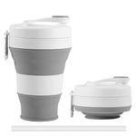 LITTLE BUDDY 600 ml Collapsible Travel Cup with Lid & Straw, 20.3 oz Foldable Coffee Mug, Leak-Proof Portable Camping Cup/Silicone Water Bottle for Hot & Cold Drinks (Multicolour)