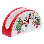 DOITOOL Christmas Napkin Holder Ceramic Christmas Tissue Dispenser Holiday Napkin Holder Snowman Paper Storage Organizers