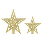 VEYLIN Christmas Tree Topper,2PCS Gold Glittered Star Christmas Tree Topper Star Tree Topper for Christmas Tree Ornament(10+15CM）