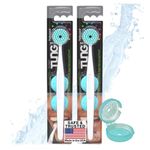 Peak Essentials Tung Brush with Caps | Tongue Cleaner for Adults | Tongue Scraper | Tongue Scrubber | Bad Breath and Halitosis | Mouth Odor Eliminator | Made in America (2 Pack w/Cap)