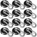 FINDMAG Strong Magnetic Hooks, 100LBS Neodymium Magnet with Swivel Carabiner Hook, Cruise Ship Essentials, Heavy Duty Magnetic Hooks for Hanging, Garage, Kitchen, Grill, Office -12 Pack