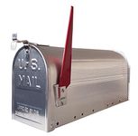 ARREGUI Americano E2101A American Aluminium Mailbox, the US Mailbox Classic with Red Flag, US Mailbox for Outdoor Use, Size L (Magazines and C4 Envelopes), Silver