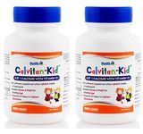 Healthvit Kid's Calcium with Vitamin D No Sugar Chewable Tablets | Ideal Nutrition for Milk Hater Kids | Strengthens Bones & Teeth | Boosts Immunity | 100% RDA | Calcium for kids- 60 Tablets (Pack of 2)