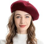 ZLYC Wool Beret Hat Classic Solid Color French Beret for Women (Burgundy)