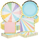 Creative Converting Pastel Celebrations Party Dinnerware Bundle | Plates, Napkins, Danglers | Birthday Decorations, Baby Shower Supplies, Wedding Decor