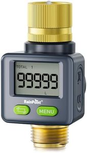 RAINPOINT Water Flow Meter with Brass Inlet & Outlet, 180° Screen-Flip Water Meter, Measure Gallon/Liter Consumption for RV Filling, Garden Watering, Sprinkler and Hoze Nozzle