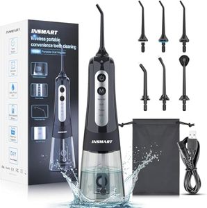 Water Flosser for Teeth Cordless, INSMART Electric Water Dental Pick Portable Oral Irrigator, 300 ML Water Jet Tooth Cleaner Gentle on Gums, Removes Plaque & Food Particles