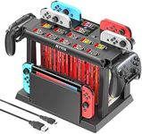 Switch Games Organizer Station with Controller Charger, Charging Dock for Nintendo Switch & OLED Joycons, Switch Mounts, Brackets & Stands for Games, TV Dock, Pro Controller, Accessories Kit Storage