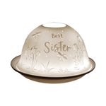 Best Sister Porcelain Tealight Holder Dome, Stunning Candle Holder Projecting Loving Message - Sister Birthday Gifts. Sister Gifts - Gifts For Sister, Sister Ornaments Sister Gifts From Sister.