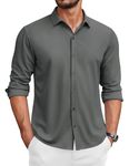 COOFANDY Men's Wrinkle Free Dress Shirts Long Sleeve No Tuck Casual Button Down Shirt Dark Gray