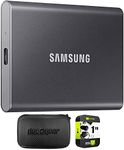 SAMSUNG MU-PC2T0T/AM Portable SSD T7 USB 3.2 2TB Gray Bundle with Deco Gear Hard EVA Case with Zipper for Tablets and GPS 6 Inch and 1 YR CPS Enhanced Protection Pack