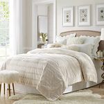 Cathay Home Luxe Faux Fur Mink Ultra-Soft Embossed Bedding Blanket -King, Cream, 1-Piece Throw/Blanket/Coverlet/Bedspread