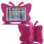 Simicoo iPad Mini 5 3D Cute Butterfly Case for Kids Light Weight EVA Stand Shockproof Rugged Heavy Duty Kids Friendly Tablet Case for iPad Mini 5 (iPad Mini 5, Rose)