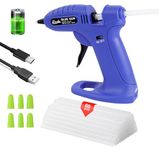 ilauke Hot Glue Gun for Crafting, Cordless Hot Glue Gun with 60Pcs Sticks & Finger Caps, 2600mAh Battery with Type-C Charging Cable, Mini Glue Gun for DIY Craft Home Repairs, Heat Up Quickly