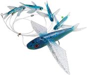 OCEAN CAT Flying Fish Fishing Trolling Lures Baits with Rigged Hook 9/0 for Marlin Tuna Mahi Dolphin Durado Wahoo Big Game Saltwater Fishing Tackle (Blue&Spot)