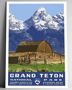 Grand Teton National Park Vintage-Style Travel Poster - 8x10-12x18-18x24-24x36 / 4x6 Postcard WPA Style Art Print Wyoming USA T.A. Moulton Barn Mormon Row (8x10 Inch Poster)