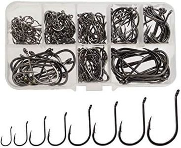 Beoccudo Fishing Hooks Freshwater Saltwater Fishing Gear Fishing Tackle Large Size Set, Worm Soft Bait Jig Fishhooks, Size 22 20 18 16 14 12 10 6