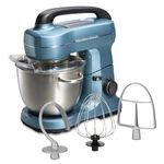 Hamilton Beach Stand Mixer with 4 Quart Stainless Steel Bowl, 7 Speeds, 300 Watt Motor, Blue, 63393