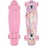 KMX 22 inch Mini Cruiser Skateboard for Boys Girls and Youth, Complete Beginner Skateboard for Kids Ages 6-12 Teen Penny Board(Sweet Pink)