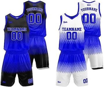 Custom Reversible Basketball Jersey for Man Women Uniform Suit Kids Adults Personalized Jersey (Royal-Black)