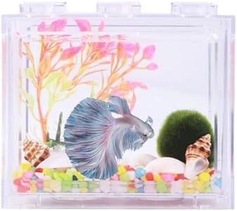 Tomotato Tanque De Peces Betta Pequeño, Mini Caja De Peces De Plástico Diseño De Recorte Transparente, Acuario De Tanque De Peces En Miniatura Portátil A Prueba De Explosiones De Acrílico