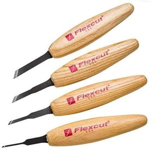 Ramelson/Flexcut Micro Skew Woodcarving Tools | Detailing Knife | Whittling | Steel | Carving Set | 4 Piece