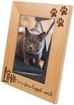 Love is a Four-Legged Word-Wood Engraved Pet Picture Frame with Glass,Dog Picture Frame,Cat Picture Frame,Dog Mom,Cat Dad,Paw Print,Pet Memorial Picture Frame,Pet Lover Gift (4x6 Vertical)