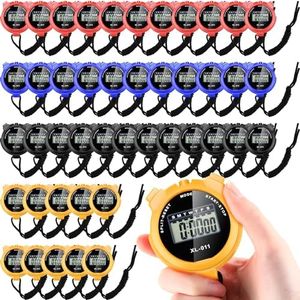 Kanayu 56 Pcs Digital Stopwatch Timer Sports Digital Stopwatch Shockproof Large Screen Handheld Stop Watch with Lanyard Date Time Alarm Function for Coach Swimming Running Sports Train (Bright Color)