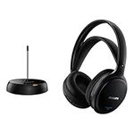 Philips SHC5200/05 HiFi Headphones Wireless (Over-Ear, 32 mm Speaker Driver, FM Wireless Transmission, Dynamic Cinematic Sound, Rechargeable, Self-adjusting Headband, Lightweight Design) Black