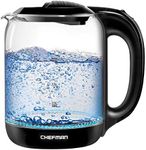 Chefman 1.7 Liter Electric Glass Tea Kettle, Fast Hot Water Boiler, One Touch Operation, Boils 7 Cups, Swivel Base & Cordless Pouring, Auto Shut-Off