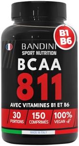 Bandini® BCAA 8.1.1 | Acides Aminés à Chaîne Ramifiée, Leucine, Isoleucine, Valine + Vitamine B1 et B6 | Récupération Musculaire Pré et Post Workout | Acide Amines 8:1:1 150 comprimés | 100% Vegan