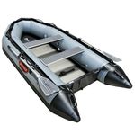 Seamax Upgraded Heavy Duty Ocean320 10.5ft Inflatable Boat with 24mm Aluminum Floor, Rivet-Free Design,V Bottom, Max Support 15HP Motor (Dark Grey)