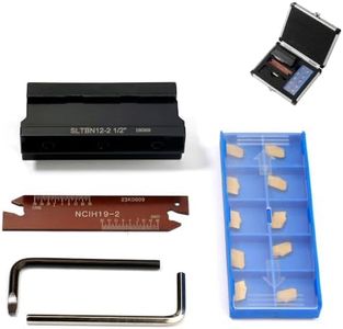 OSCARBIDE 1/2''Self-Lock Block SLTBN12-2 with Adjustable Blade NCIH19-2,Tin Coated 10 pcs GTN-2 Carbide Inserts Parting Grooving Cut-Off Tool Set