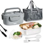 COOK WITH COLOR Portable Electric Lunch Box - 2-in-1 Heated Food Heater for Car, Truck, Home, Work - Hot Meals On-The-Go!, Grey