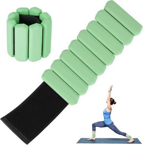 XIULIUU Wrist Weights Set, 2 Pack Adjustable Wearable Wrist and Ankle Weights, 450g Each, Waterproof and Sweatproof, Silicone Hand Weights for Run,Yoga,Dance,Walk,Sports (Green)