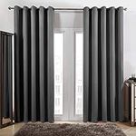 Dreamscene Eyelet Blackout Curtains Set of 2 Thermal Ring Top Home Window Treatment Panels - Charcoal Grey, Width 66" x Drop 90"