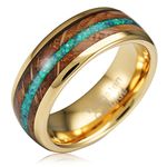 100S JEWELRY 14k Gold Tungsten Rings For Men Whiskey Barrel & Green Opal Wedding Promise Engagement Band Size 6-16, Metal, No Gemstone