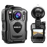 BOBLOV M5 2K Police Body Worn Camera, 64GB GPS Enabled &1440P Body Mounted Cam, Body Cam Built-in 4200MAH Battery,12Hours Record, IP67 Waterproof, Night Vision with Car Suction Mount