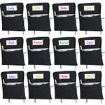 Maitys 12 Pcs Large 17 Inches Chairback Pocket Chart Student Chair Pockets Chair Back Classroom Organizer with Name Tag for Keeping Kids Student Book School Table Organized (Black)