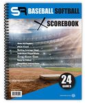 Score It Right Little Blue Baseball/Softball Scorebook – Premium Score Keeping Book – 16 Player - 24 Game Scorebook with Pitch Count, Individual Player Stats, Batting Average Chart