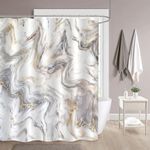 POATOW Grey Gold Marble Shower Curt