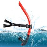 Swim Snorkel, One-Way Purge Valve Swimmers Snorkel for Lap Swimming Training Snorkeling, Front Mounted Training Gear with Comfortable Silicone Mouthpiece